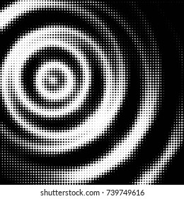 Abstract grunge grid polka dot halftone background pattern. Spotted black and white vector line illustration