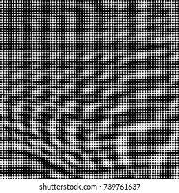 Abstract grunge grid polka dot halftone background pattern. Spotted black and white vector line illustration