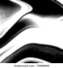 Abstract grunge grid polka dot halftone background pattern. Spotted black and white vector line illustration