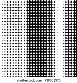 Abstract grunge grid polka dot halftone background pattern. Spotted black and white vector line illustration