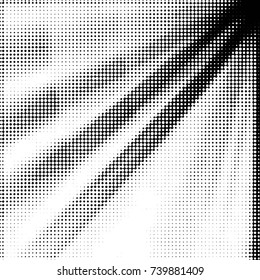Abstract grunge grid polka dot halftone background pattern. Spotted black and white vector line illustration
