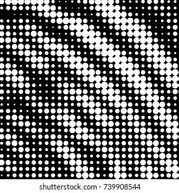 Abstract grunge grid polka dot halftone background pattern. Spotted black and white vector line illustration