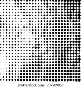 Abstract grunge grid polka dot halftone background pattern. Spotted black and white vector line illustration