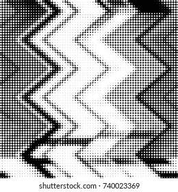 Abstract grunge grid polka dot halftone background pattern. Spotted black and white vector line illustration