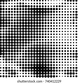 Abstract grunge grid polka dot halftone background pattern. Spotted black and white vector line illustration
