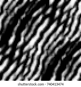 Abstract grunge grid polka dot halftone background pattern. Spotted black and white vector line illustration