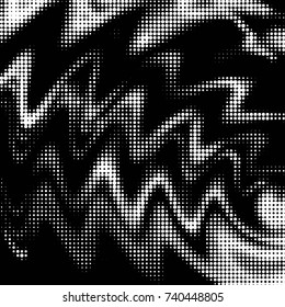 Abstract grunge grid polka dot halftone background pattern. Spotted black and white vector line illustration