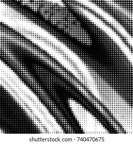 Abstract grunge grid polka dot halftone background pattern. Spotted black and white vector line illustration