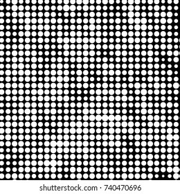 Abstract grunge grid polka dot halftone background pattern. Spotted black and white vector line illustration