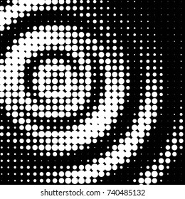 Abstract grunge grid polka dot halftone background pattern. Spotted black and white vector line illustration