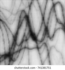 Abstract grunge grid polka dot halftone background pattern. Spotted black and white vector line illustration