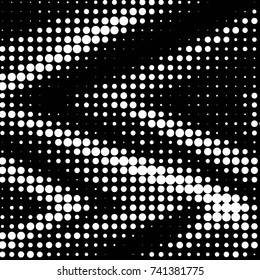 Abstract grunge grid polka dot halftone background pattern. Spotted black and white vector line illustration