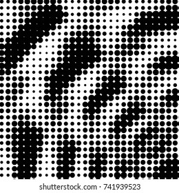 Abstract grunge grid polka dot halftone background pattern. Spotted black and white vector line illustration