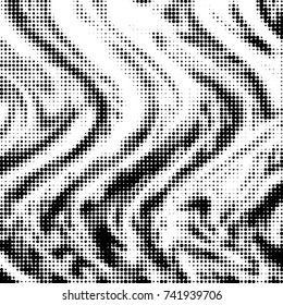 Abstract grunge grid polka dot halftone background pattern. Spotted black and white vector line illustration