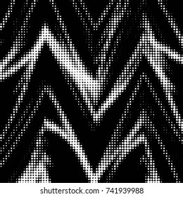 Abstract grunge grid polka dot halftone background pattern. Spotted black and white vector line illustration