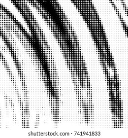 Abstract grunge grid polka dot halftone background pattern. Spotted black and white vector line illustration