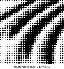 Abstract grunge grid polka dot halftone background pattern. Spotted black and white vector line illustration