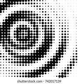 Abstract grunge grid polka dot halftone background pattern. Spotted black and white vector line illustration