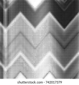 Abstract grunge grid polka dot halftone background pattern. Spotted black and white vector line illustration