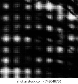 Abstract grunge grid polka dot halftone background pattern. Spotted black and white vector line illustration
