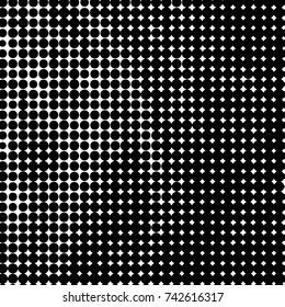 Abstract grunge grid polka dot halftone background pattern. Spotted black and white vector line illustration