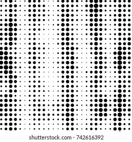 Abstract grunge grid polka dot halftone background pattern. Spotted black and white vector line illustration