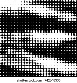 Abstract grunge grid polka dot halftone background pattern. Spotted black and white vector line illustration