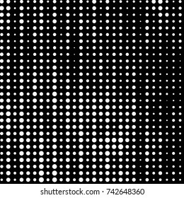 Abstract grunge grid polka dot halftone background pattern. Spotted black and white vector line illustration