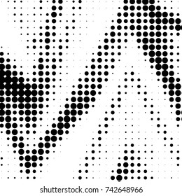 Abstract grunge grid polka dot halftone background pattern. Spotted black and white vector line illustration