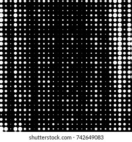 Abstract grunge grid polka dot halftone background pattern. Spotted black and white vector line illustration