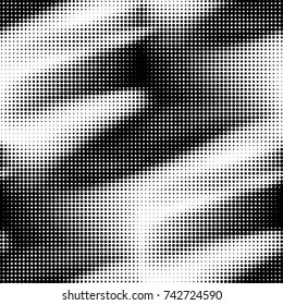 Abstract grunge grid polka dot halftone background pattern. Spotted black and white vector line illustration