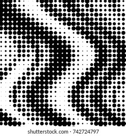 Abstract grunge grid polka dot halftone background pattern. Spotted black and white vector line illustration