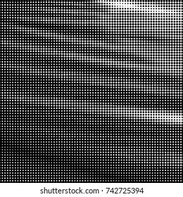 Abstract grunge grid polka dot halftone background pattern. Spotted black and white vector line illustration