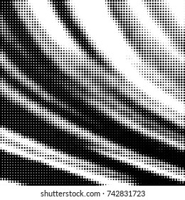 Abstract grunge grid polka dot halftone background pattern. Spotted black and white vector line illustration
