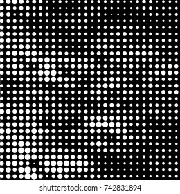 Abstract grunge grid polka dot halftone background pattern. Spotted black and white vector line illustration
