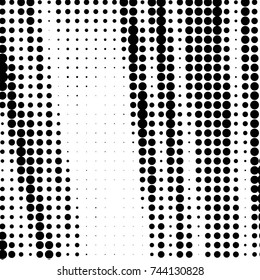 Abstract grunge grid polka dot halftone background pattern. Spotted black and white vector line illustration