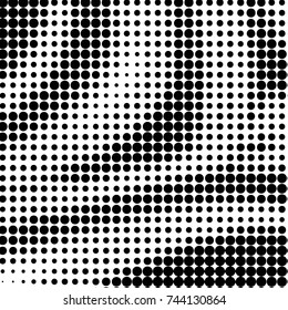 Abstract grunge grid polka dot halftone background pattern. Spotted black and white vector line illustration
