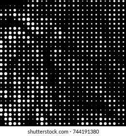 Abstract grunge grid polka dot halftone background pattern. Spotted black and white vector line illustration