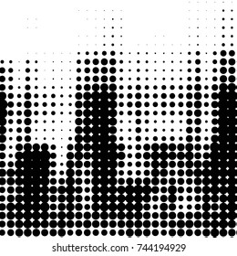 Abstract grunge grid polka dot halftone background pattern. Spotted black and white vector line illustration
