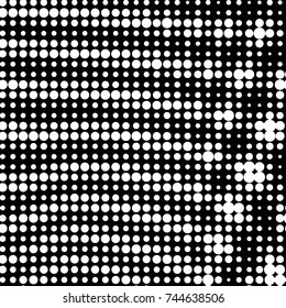 Abstract grunge grid polka dot halftone background pattern. Spotted black and white vector line illustration