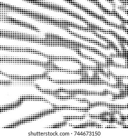 Abstract grunge grid polka dot halftone background pattern. Spotted black and white vector line illustration