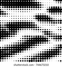 Abstract grunge grid polka dot halftone background pattern. Spotted black and white vector line illustration