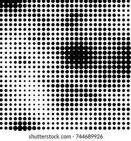 Abstract grunge grid polka dot halftone background pattern. Spotted black and white vector line illustration