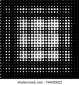 Abstract grunge grid polka dot halftone background pattern. Spotted black and white vector line illustration