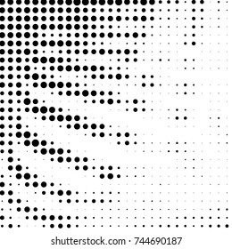 Abstract grunge grid polka dot halftone background pattern. Spotted black and white vector line illustration