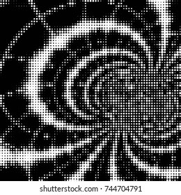 Abstract grunge grid polka dot halftone background pattern. Spotted black and white vector line illustration