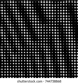 Abstract grunge grid polka dot halftone background pattern. Spotted black and white vector line illustration