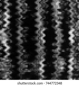 Abstract grunge grid polka dot halftone background pattern. Spotted black and white vector line illustration