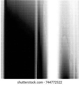 Abstract grunge grid polka dot halftone background pattern. Spotted black and white vector line illustration