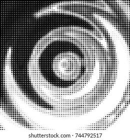 Abstract grunge grid polka dot halftone background pattern. Spotted black and white vector line illustration